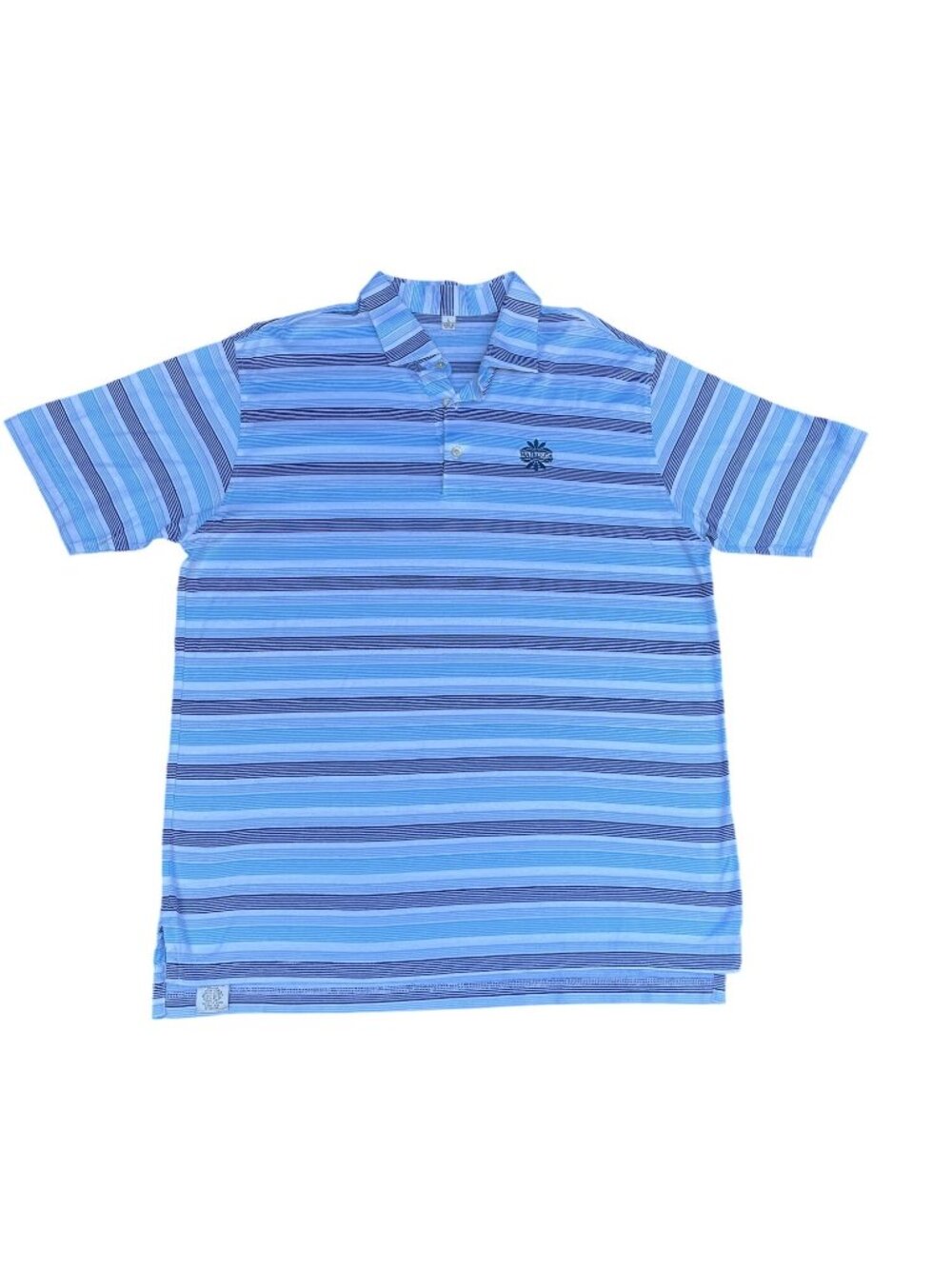 Waikoloa Mens Striped L Polo Shirt Blue & White Short Sleeve Collared Cotton